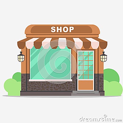 Street shop, small store front Vector Illustration