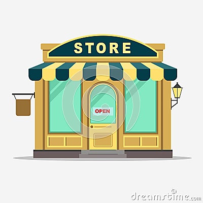 Street shop, small store front Vector Illustration