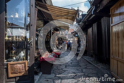 Street and Shops in Bascarsija, Sarajevo Editorial Stock Photo