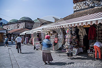 Street and Shops in Bascarsija, Sarajevo Editorial Stock Photo
