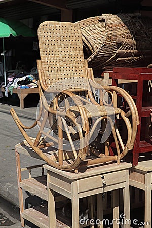 Street side oriental furniture sale Stock Photo