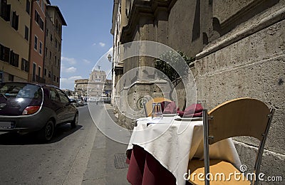 Street side restaurant rome it Stock Photo