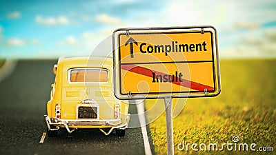 Street Sign Compliment versus Insult Stock Photo