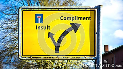 Street Sign Compliment versus Insult Stock Photo