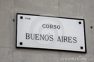 Street Sign, Corsa Buenos Aires, Genoa, Italy Stock Photo
