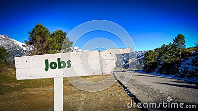 Street Sign to Jobs Stock Photo