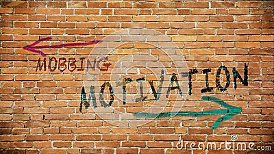 Street Sign to Motivation versus Mobbing Stock Photo