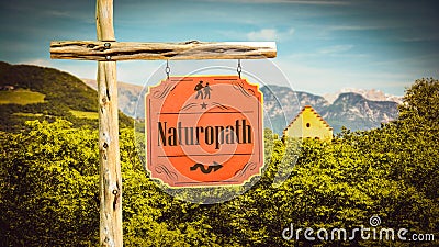 Street Sign to Naturopath Stock Photo