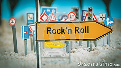 Street Sign to Rockn Roll Stock Photo