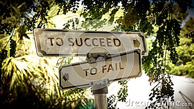 Street Sign TO SUCCEED versus TO FAIL Stock Photo