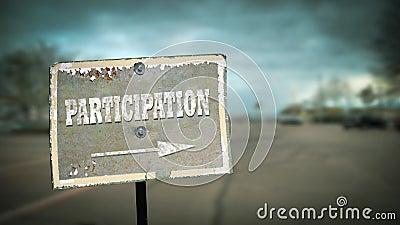 Street Sign to Participation Stock Photo