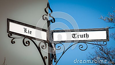 Street Sign to Truth versus Lie Stock Photo