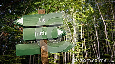 Street Sign to Truth versus Lie Stock Photo