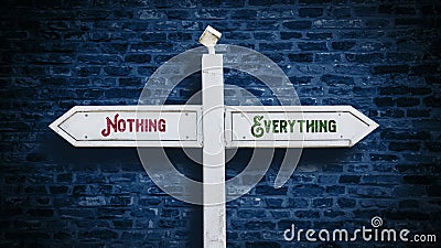 Street Sign Everything versus Nothing Stock Photo