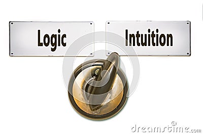 Street Sign Intuition versus Logic Stock Photo