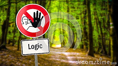 Street Sign Intuition versus Logic Stock Photo