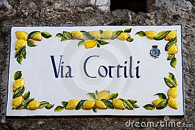 Street Sign In Limone, Limone, Garda Lake, Italy, Europe Stock Photo