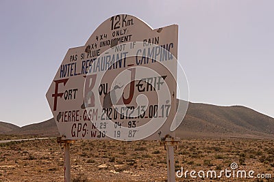 A street sign leading to Fort Bou Sherif Stock Photo