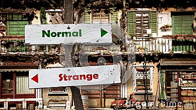 Street Sign Normal versus Strange Stock Photo