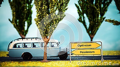 Street Sign Optimism versus Pessimism Stock Photo