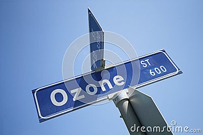 Street Sign - Ozone Street Stock Photo