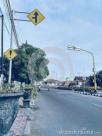 Street sign photo in morning Stock Photo