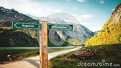 Street Sign to Affirmative versus Negative Stock Photo