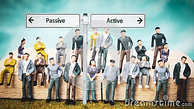 Street Sign to Active versus Passive Stock Photo