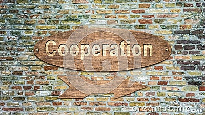 Street Sign to Cooperation Stock Photo