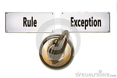 Street Sign to Exception versus Rule Stock Photo