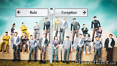 Street Sign to Exception versus Rule Stock Photo