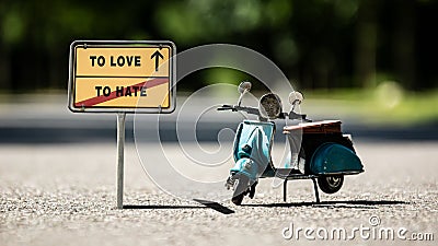 Street Sign TO LOVE versus TO HATE Stock Photo