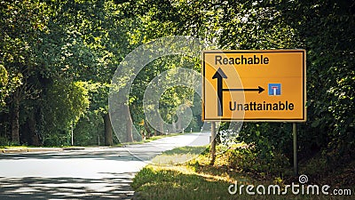 Street Sign to Reachable versus Unattainable Stock Photo