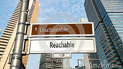 Street Sign to Reachable versus Unattainable Stock Photo