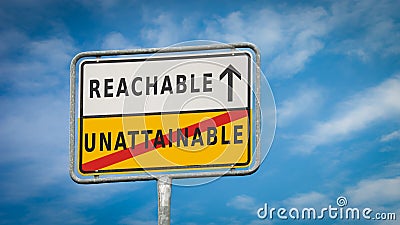 Street Sign to Reachable versus Unattainable Stock Photo