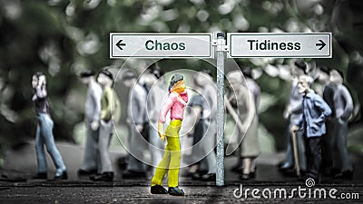 Street Sign to Tidiness versus Chaos Stock Photo