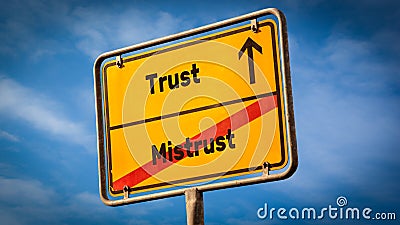 Street Sign to Trust versus Mistrust Stock Photo