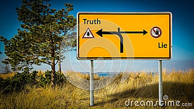 Street Sign to Truth versus Lie Stock Photo