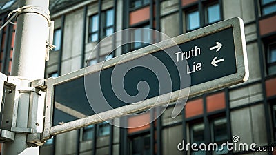 Street Sign to Truth versus Lie Stock Photo