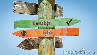 Street Sign to Truth versus Lie Stock Photo