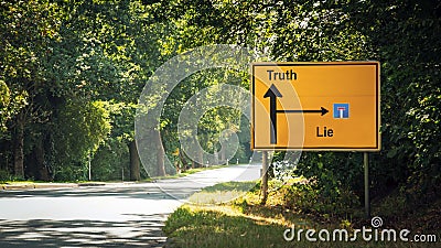 Street Sign to Truth versus Lie Stock Photo