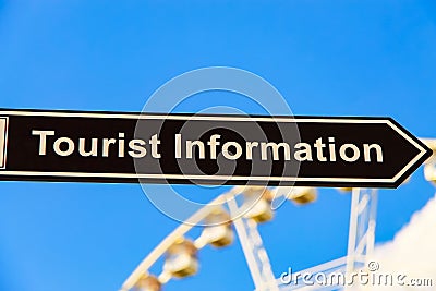 Street sign `Tourist information`, signpost, direction sign in Budapest Stock Photo