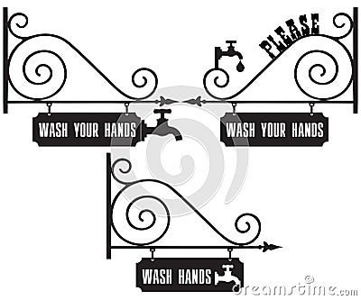 Street sign Wash Your Hands Vector Illustration