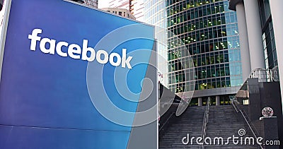 Street signage board with Facebook inscription Editorial Stock Photo