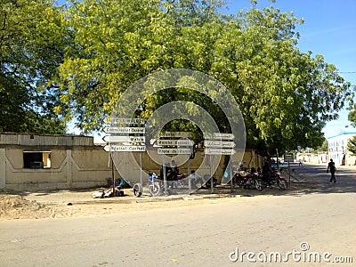 Street signs in the centre of N'Djamena, Chad Editorial Stock Photo