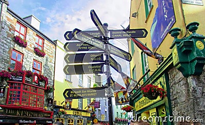 Street Signs in Ireland Editorial Stock Photo