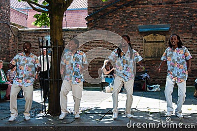 Street singers performing in historical city of York, England Editorial Stock Photo