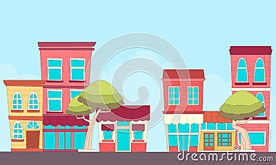 Street small town Vector Illustration