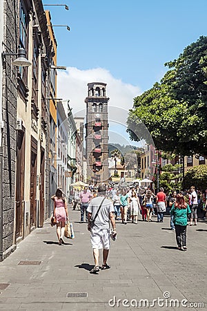 Street Spanish city of La Laguna Editorial Stock Photo