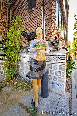 Street statue at Samcheong street on Jun 19, 2017 in Seoul Editorial Stock Photo